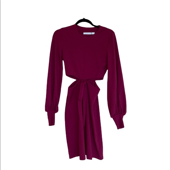 NWOT Susana Monaco Cutout Waist Bow Dress In Wild Berry - Picture 9 of 9